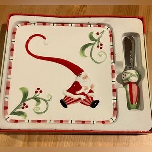 EUC Fitz & Floyd Mingle, Jingle, Be Merry Snack Plate & Spreader